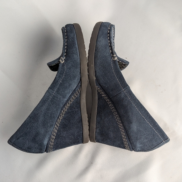 NATURALIZER Paisley Leather Suede Wedge Women Shoes Size 4.5 US Navy Blue - Picture 8 of 10